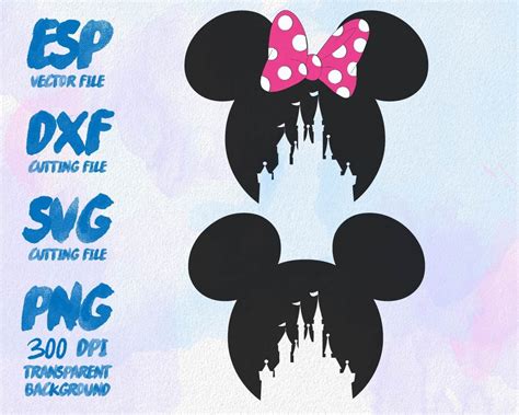 Mickey And Minnie Head Castle Home Clipart Svg Cutting Esp The Best