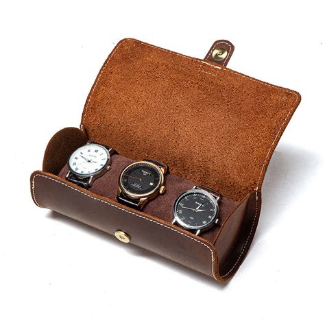 Genuine Leather Travel Watch Case Roll Organizer Classic Watches Case