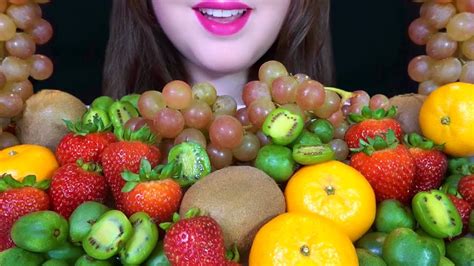 Healthy Eating Asmr Fruit Platter Satisfying Crunchy And Juicy Sounds Youtube