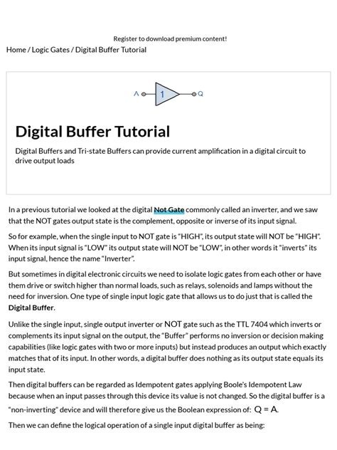 Digital Buffer and The Tri-State Buffer Tutorial | PDF | Logic Gate ...