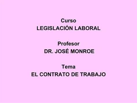 Derecho Contrato De Trabajo Diapositivasppt