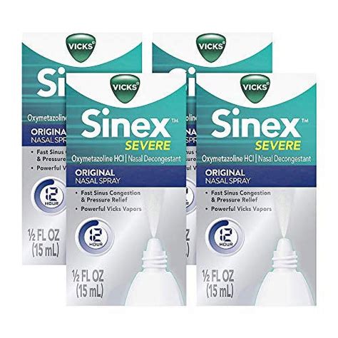 Vicks Sinex SEVERE Nasal Spray Original Sinus Decongestant For Fast