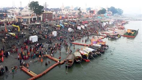 Ayodhya News Devotees Flock To Saryu River For Holy Dip On Magh