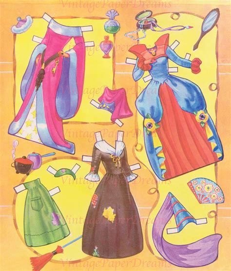 Vintage Paper Doll Printable Pdf Cinderella Paper Doll Book Etsy