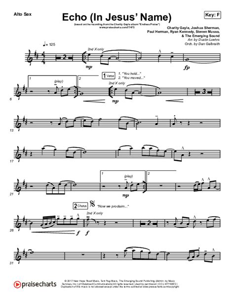 Echo In Jesus Name Alto Sax Sheet Music Pdf Charity Gayle Praisecharts