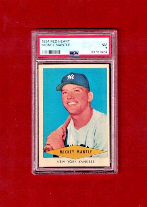 Red Heart Mickey Mantle New York Yankees Psa Rare Card New