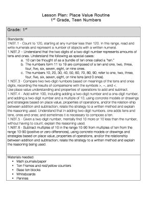 Fillable Online Lesson Plan Place Value Routine Fax Email Print