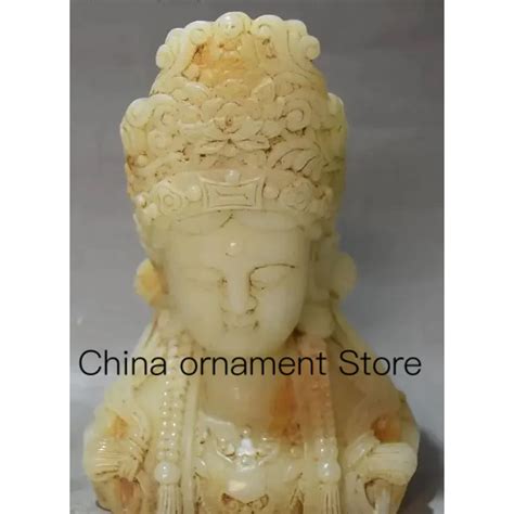 China Old Jade Escultura Est Tua Do Busto Kwan Yin Guanyin Guan Quan