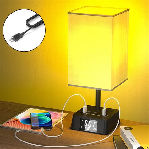 Buy Table Lamp Bedside Lamp Clock Desk Lamp With Usb Ports And Ac