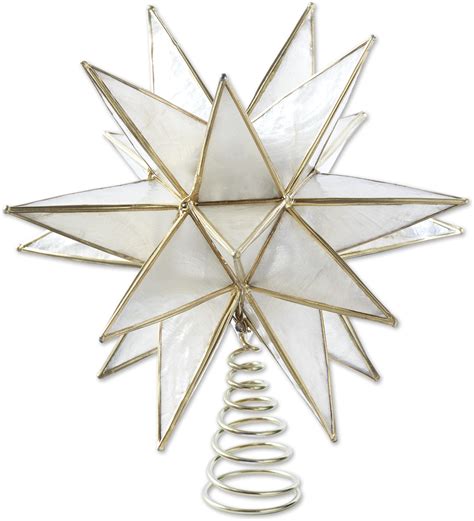 Luminous Capiz Shell Christmas Tree Topper Tree Toppers Christmas Tree Toppers Star Tree Topper