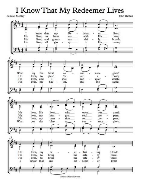 Free Choir Sheet Music I Know That My Redeemer Lives By John Hatton