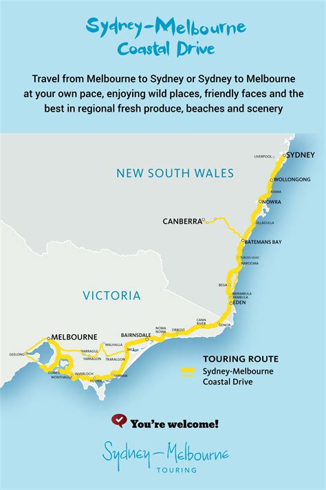 Melbourne To Sydney Coastal Drive Map Map Of Montana