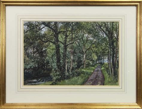 THE AVENUE ARBIRLOT A WATERCOLOUR BY JAMES MCINTOSH PATRICK By James