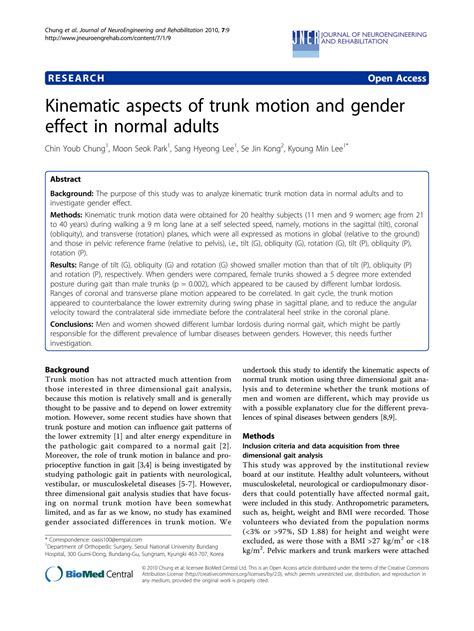 Solution Kinematic Aspects Of Trunk Motion And Gender Effect In Normal