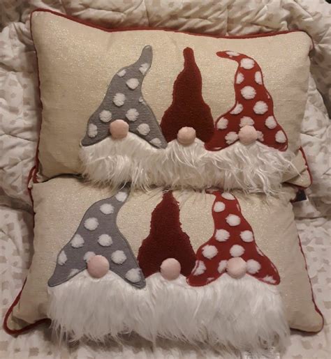 Gnome Christmas Pillows Set 2 Christmas Patchwork Xmas Pillows