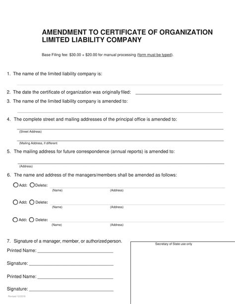 Free Printable Amendment To Llc Operating Agreement Templates