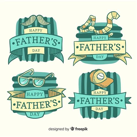 Free Vector Hand Drawn Father S Day Badge Collection