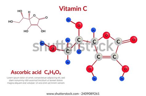 Ascorbic Acid Vitamin C Molecular Structure Stock Vector Royalty Free