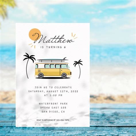 Editable Beach Birthday Party Invitation Diy Printable Etsy