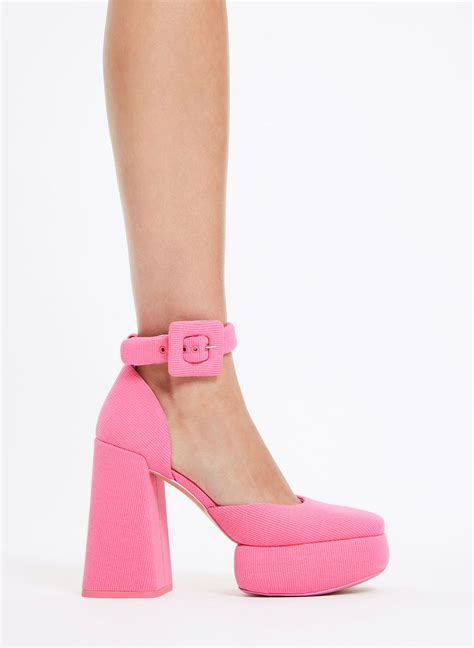 Pink Sinead Woven Buckled Dorsay Platform Pumps Charles And Keith Lk