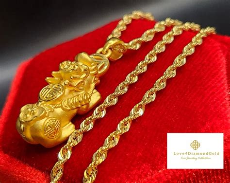 Real Pure Gold 24K Necklace 18K Gold Chain Necklace Lucky Necklace