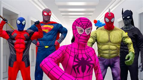 TEAM SPIDER MAN Vs BAD GUY TEAM New Spider Man Color SuperHero Suit