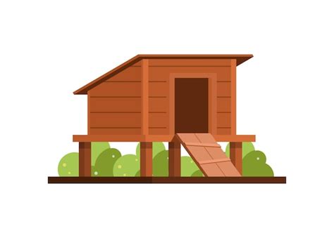 Premium Vector Wooden Chicken Coop Simple Flat Illustration