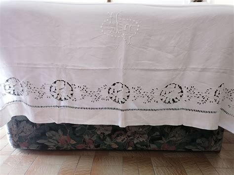 Ancien Grand Drap Traditionnel Fran Ais Dentelle Broderie En Etsy