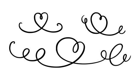 Squiggle And Swirl Line With A Heart Hand Drawn Calligraphic Swirl