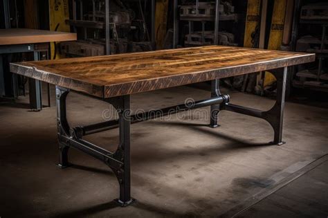 Handcrafted Industrial Table with Metal Legs and Wood Top Stock ...