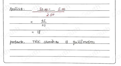 Solved Um T Xi Inicia Uma Corrida Marcando R No Tax Metro