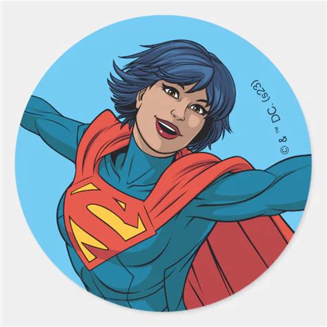 Supergirl Flying In Blue Suit Classic Round Sticker Zazzle