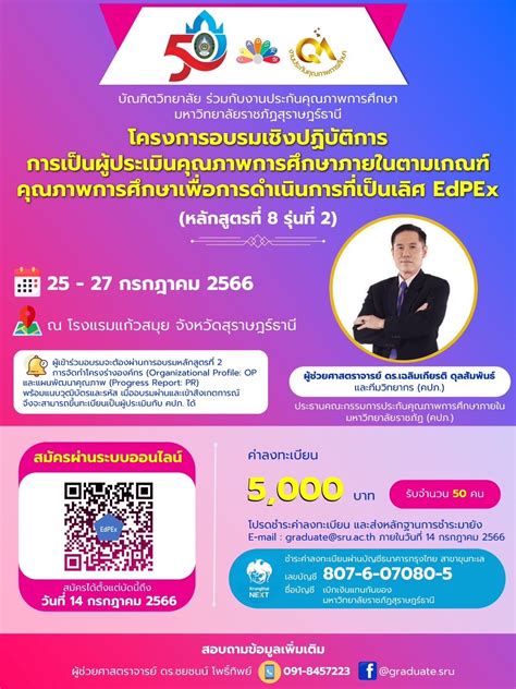 โครงการอบรมเชิงปฏิบัติการ “การเป็นผู้ประเมินคุณภาพการศึกษาภายในตามเกณฑ์คุณภาพการศึกษาเพื่อการ