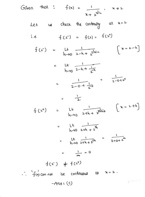 For The Function F X 1 X 2 1 X 2 X ≠ 2 Which Of The Following Holds