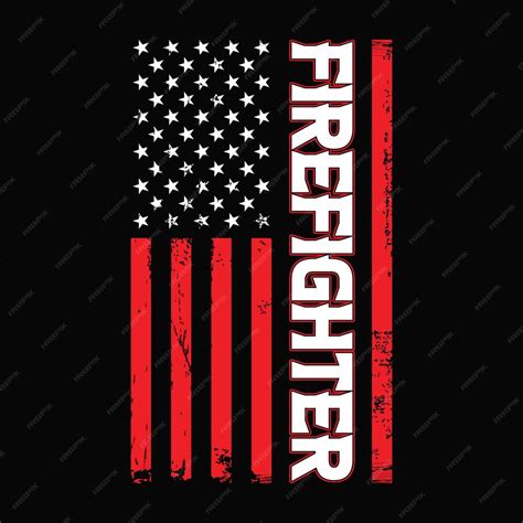 Premium Vector | American flag with firefighter template Firefighter ...