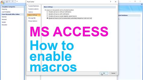 Microsoft Office Access How To Enable Macros Youtube