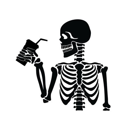 Coffee Drinking Skeleton Digital Download Svg Png  Vector Clip Art