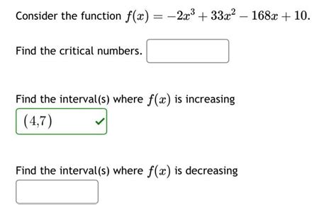 Solved Consider The Function F X −2x3 33x2−168x 10 Find