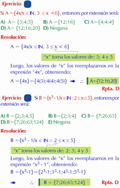 DETERMINACION DE CONJUNTOS POR EXTENSION EJEMPLOS Y EJERCICIOS