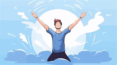 Empowering Man With Open Spread Hands In Freedom Pose Premium Ai