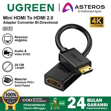 Jual Ugreen Converter Adapter Mini Hdmi Male To Hdmi Female 4k 60hz 20137 Shopee Indonesia