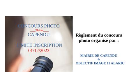 Règlement Concours Photo Capendu Pdf Docdroid