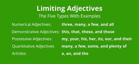 Limiting Adjectives Examples Sentences