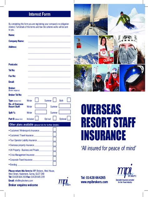 Fillable Online Overseas Resort Staff Claim Form Front Page Fax Email