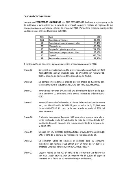 Caso Práctico Integral Contabilidad básica CASO PRÁCTICO INTEGRAL La