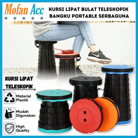 Jual Kursi Lipat Portable Bulat Teleskopik Folding Chair Bangku