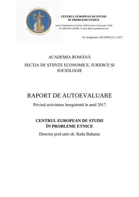 Pdf Raport De Autoevaluare Acad Ro N Plus Cespe A Contribuit