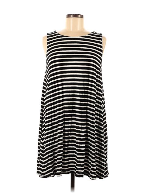 Ann Taylor Loft Outlet Stripes Black Casual Dress Size M 47 Off