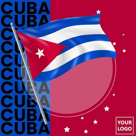 Cartel de cuba de vector con bandera 3d | Vector Premium