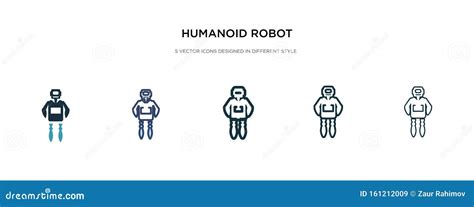 Humanoid Robot Icon In Different Style Vector Illustration Two Colored